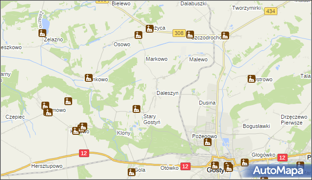 mapa Daleszyn, Daleszyn na mapie Targeo