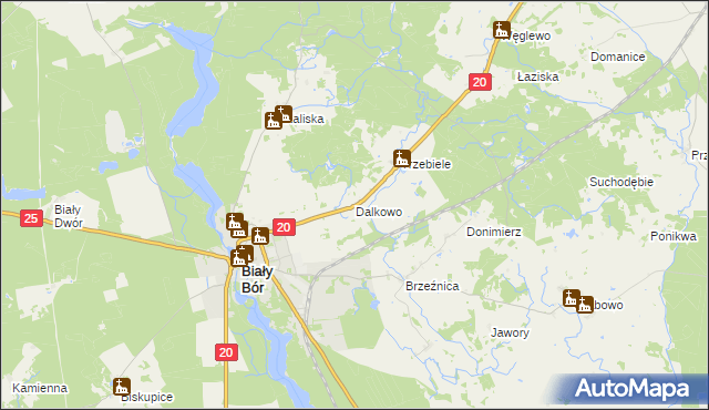 mapa Dalkowo gmina Biały Bór, Dalkowo gmina Biały Bór na mapie Targeo