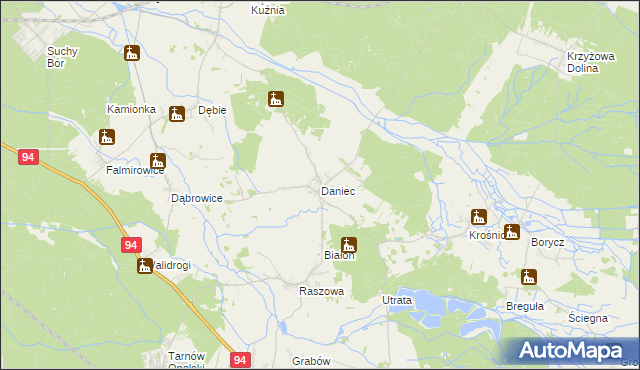 mapa Daniec, Daniec na mapie Targeo