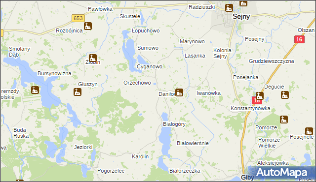 mapa Daniłowce, Daniłowce na mapie Targeo