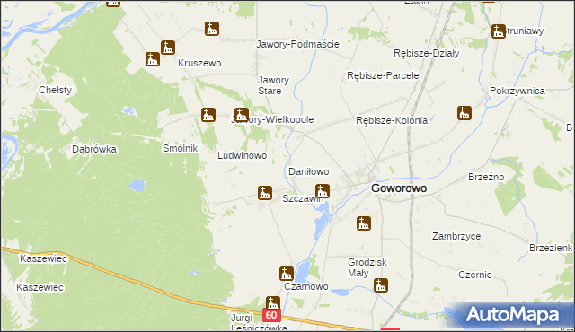 mapa Daniłowo gmina Goworowo, Daniłowo gmina Goworowo na mapie Targeo