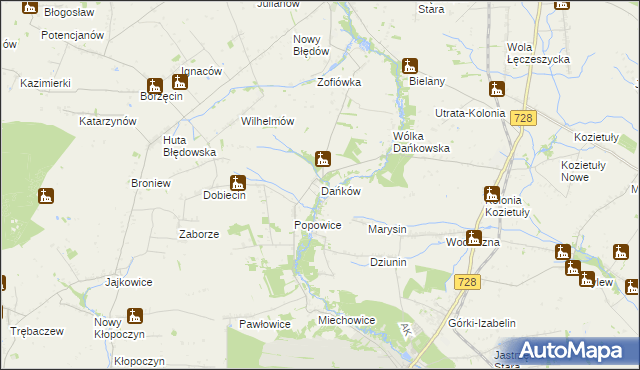 mapa Dańków gmina Błędów, Dańków gmina Błędów na mapie Targeo