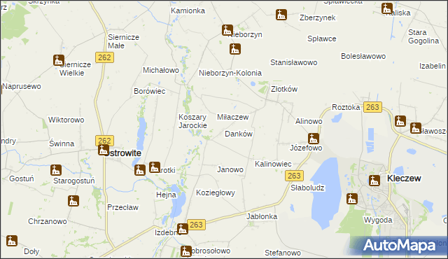 mapa Danków gmina Kleczew, Danków gmina Kleczew na mapie Targeo