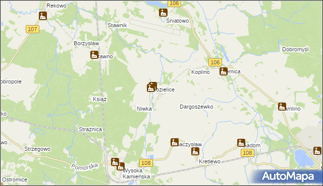 mapa Dargoszewo, Dargoszewo na mapie Targeo