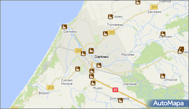 mapa Darłowo, Darłowo na mapie Targeo