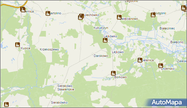 mapa Darskowo gmina Malechowo, Darskowo gmina Malechowo na mapie Targeo