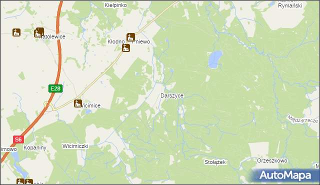 mapa Darszyce, Darszyce na mapie Targeo