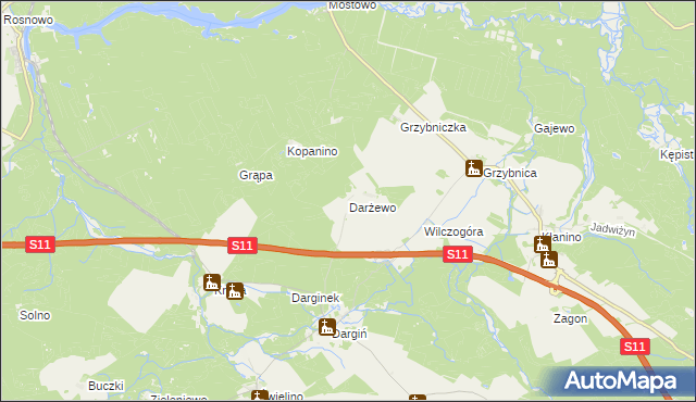 mapa Darżewo gmina Bobolice, Darżewo gmina Bobolice na mapie Targeo