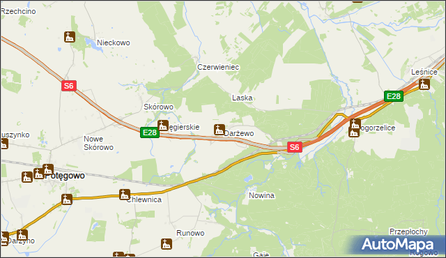 mapa Darżewo gmina Nowa Wieś Lęborska, Darżewo gmina Nowa Wieś Lęborska na mapie Targeo