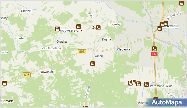 mapa Dasze, Dasze na mapie Targeo