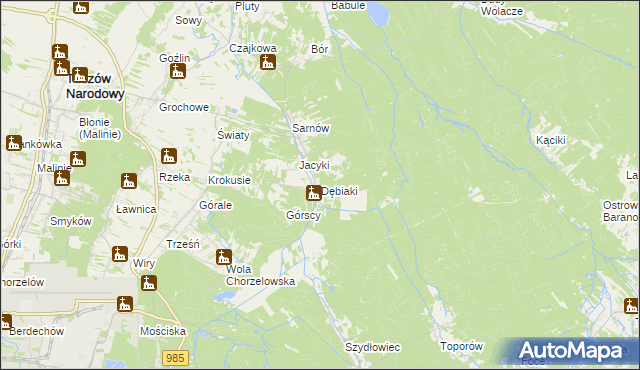 mapa Dębiaki, Dębiaki na mapie Targeo