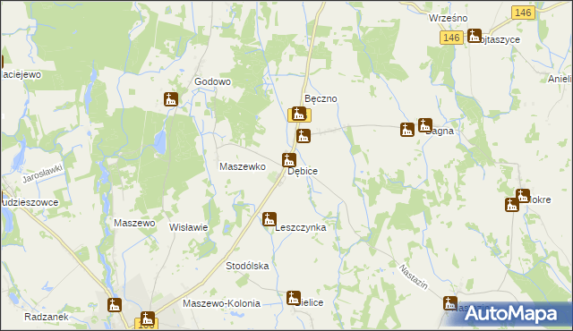 mapa Dębice gmina Maszewo, Dębice gmina Maszewo na mapie Targeo