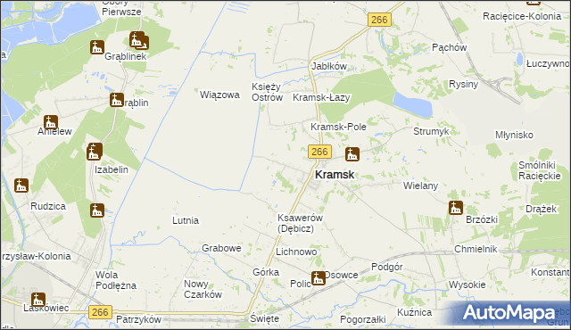 mapa Dębicz gmina Kramsk, Dębicz gmina Kramsk na mapie Targeo