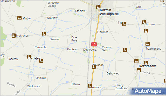 mapa Dębiogóra, Dębiogóra na mapie Targeo