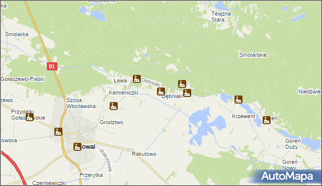 mapa Dębniaki gmina Kowal, Dębniaki gmina Kowal na mapie Targeo