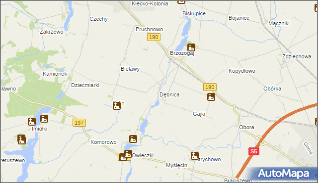 mapa Dębnica gmina Kłecko, Dębnica gmina Kłecko na mapie Targeo