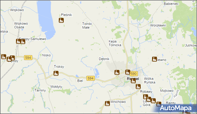 mapa Dębnik gmina Reszel, Dębnik gmina Reszel na mapie Targeo
