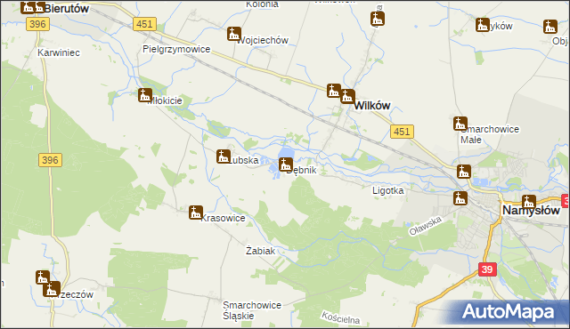 mapa Dębnik gmina Wilków, Dębnik gmina Wilków na mapie Targeo