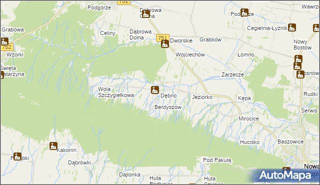 mapa Dębno gmina Nowa Słupia, Dębno gmina Nowa Słupia na mapie Targeo