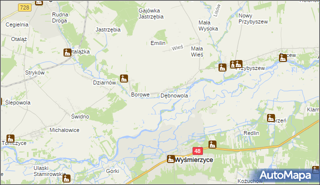 mapa Dębnowola gmina Mogielnica, Dębnowola gmina Mogielnica na mapie Targeo