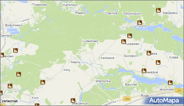 mapa Dębogóra gmina Czerwonak, Dębogóra gmina Czerwonak na mapie Targeo