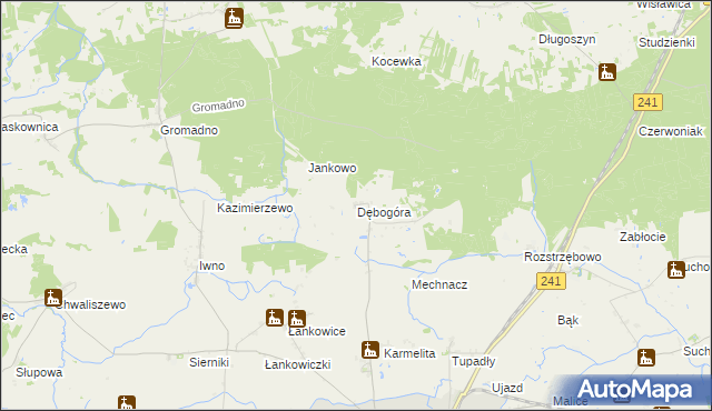 mapa Dębogóra gmina Kcynia, Dębogóra gmina Kcynia na mapie Targeo