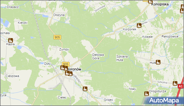 mapa Dębowa Góra gmina Boronów, Dębowa Góra gmina Boronów na mapie Targeo