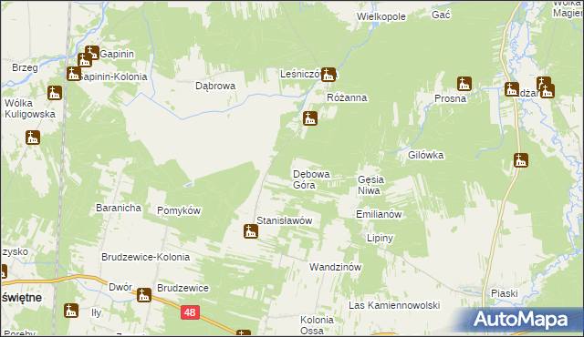 mapa Dębowa Góra gmina Odrzywół, Dębowa Góra gmina Odrzywół na mapie Targeo