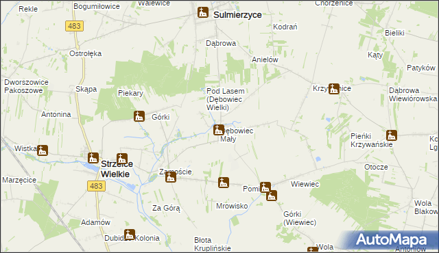 mapa Dębowiec Mały, Dębowiec Mały na mapie Targeo