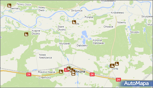 mapa Dębówko gmina Przytoczna, Dębówko gmina Przytoczna na mapie Targeo