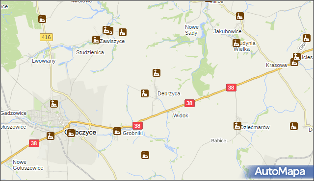 mapa Debrzyca, Debrzyca na mapie Targeo