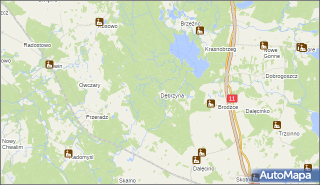 mapa Dębrzyna, Dębrzyna na mapie Targeo