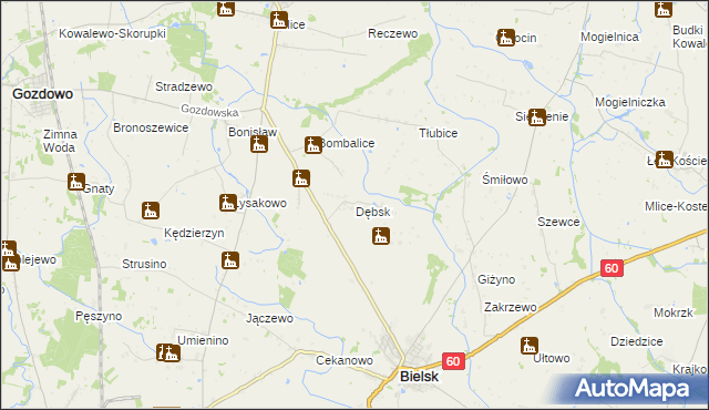 mapa Dębsk gmina Bielsk, Dębsk gmina Bielsk na mapie Targeo