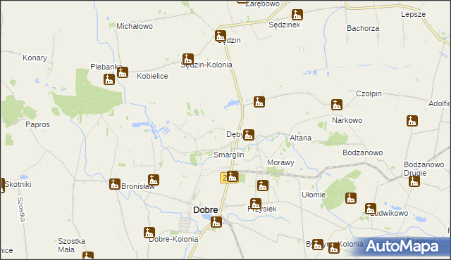 mapa Dęby gmina Dobre, Dęby gmina Dobre na mapie Targeo