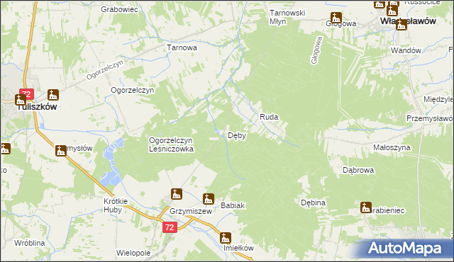 mapa Dęby gmina Tuliszków, Dęby gmina Tuliszków na mapie Targeo