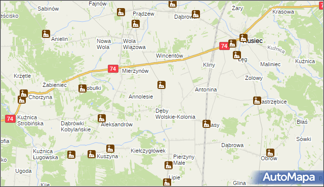 mapa Dęby Wolskie, Dęby Wolskie na mapie Targeo