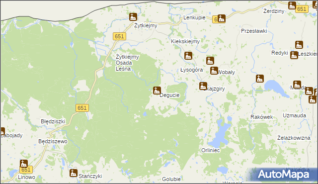 mapa Degucie gmina Dubeninki, Degucie gmina Dubeninki na mapie Targeo