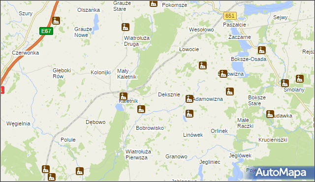 mapa Deksznie, Deksznie na mapie Targeo