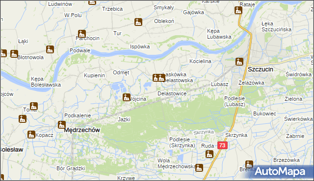 mapa Delastowice, Delastowice na mapie Targeo