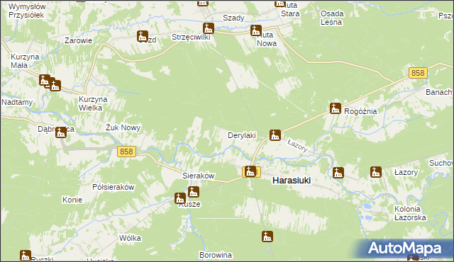 mapa Derylaki, Derylaki na mapie Targeo