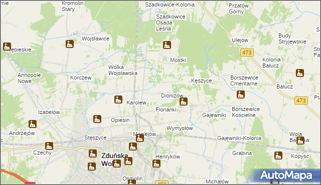 mapa Dionizów, Dionizów na mapie Targeo