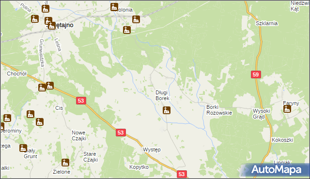 mapa Długi Borek, Długi Borek na mapie Targeo