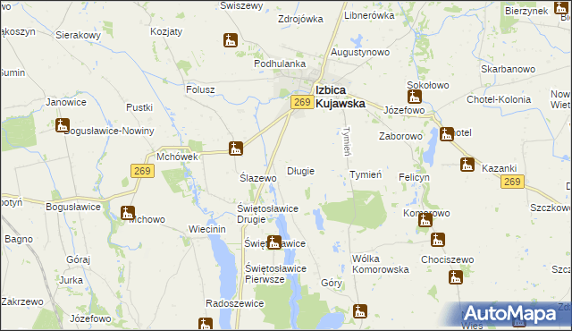 mapa Długie gmina Izbica Kujawska, Długie gmina Izbica Kujawska na mapie Targeo