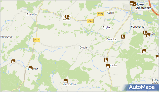 mapa Długie gmina Szprotawa, Długie gmina Szprotawa na mapie Targeo