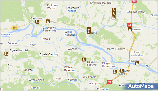 mapa Długie Grodzieckie, Długie Grodzieckie na mapie Targeo