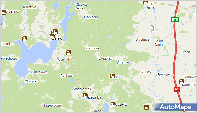 mapa Długolas, Długolas na mapie Targeo