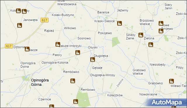 mapa Długołęka gmina Opinogóra Górna, Długołęka gmina Opinogóra Górna na mapie Targeo