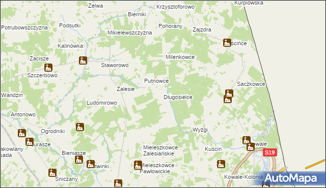 mapa Długosielce, Długosielce na mapie Targeo