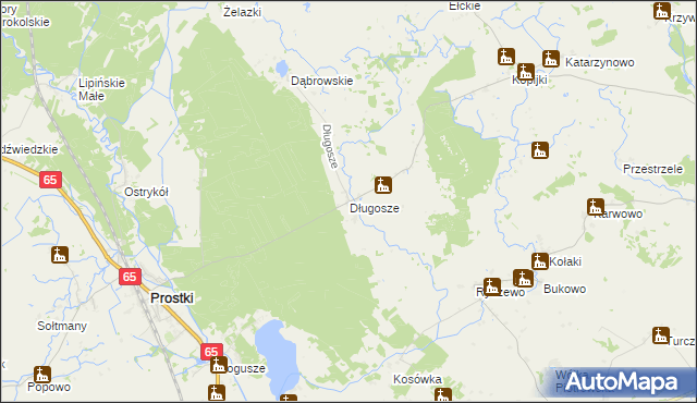 mapa Długosze, Długosze na mapie Targeo