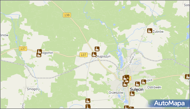 mapa Długoszyn, Długoszyn na mapie Targeo